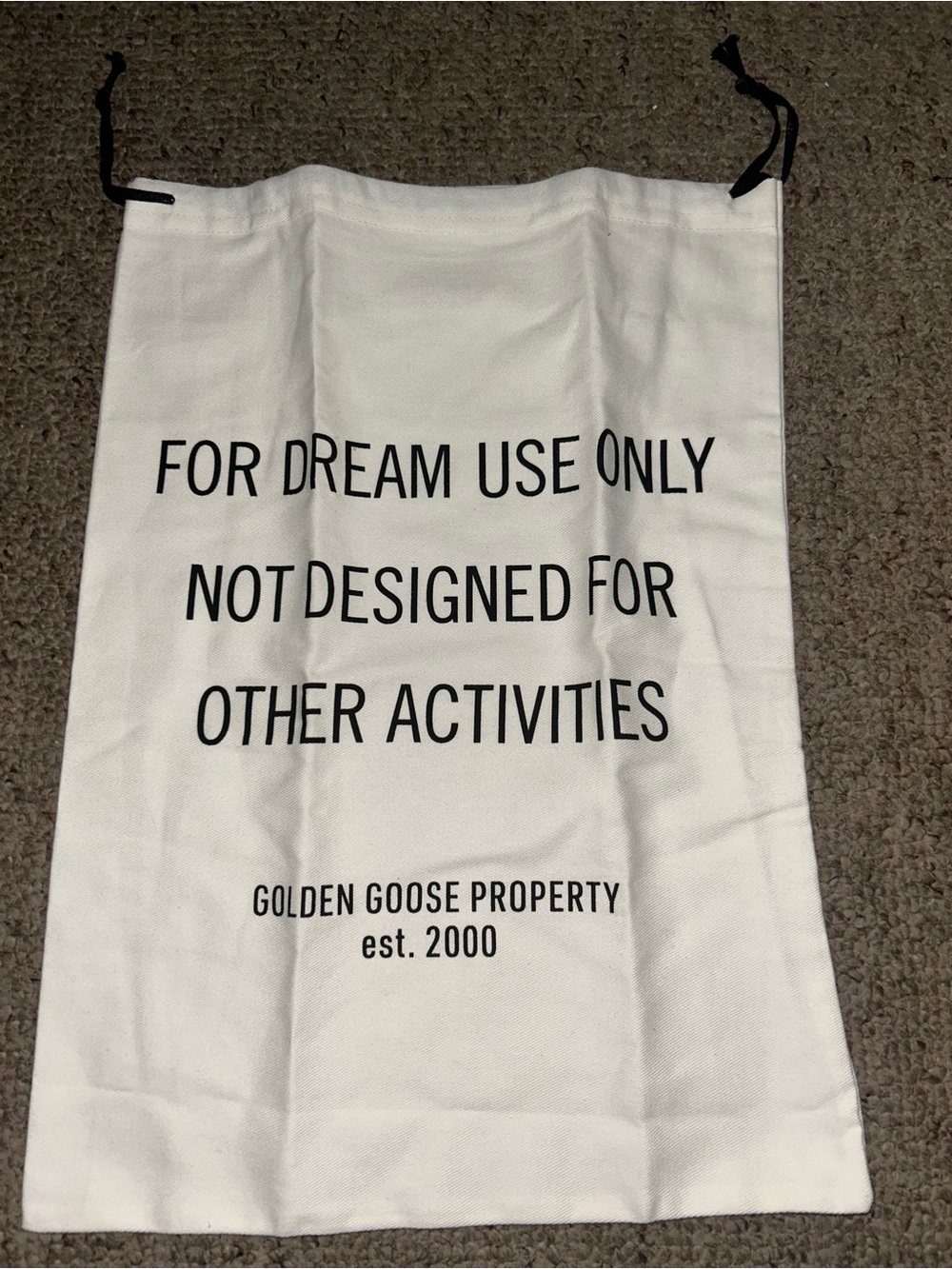 Golden Goose White and Black Canvas Wall Tapestry with Text